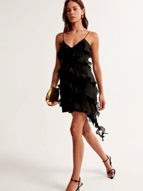 Abercrombie & Fitch Black Ruffle Mini Dress Sleeveless NWT Sz Small